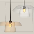 Modern Elegant Pendant Lights With Transparent Shades And Metallic Frames For Interior Decor 3d model
