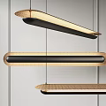 Modern Long Rectangular Pendant Lights With Black Metal Frame And Woven Shade Design 3d model