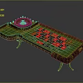Elegant Roulette Table With Green Tabletop Red And Black Number Sections And Wooden Legs