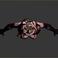 3D Female Character Creature In Pink Purple Outfit With Long Gloves And Brown Hair
