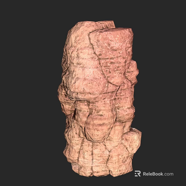 Rural Landscape Featuring Natural Red Brown Columnar Rock Formation With Textured Surface 3d model 