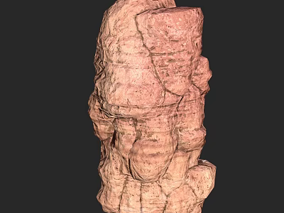 Rural Landscape Featuring Natural Red Brown Columnar Rock Formation With Textured Surface 3d model
