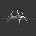 Intricate Metallic Mechanical Structure With Circular Rings And Spiked Supports