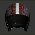 Stylish Red And Silver Motorcycle Helmet With White Stripe And Graphics