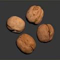 Organic Whole Walnuts on Dark Background With Shiny Reflective Surface