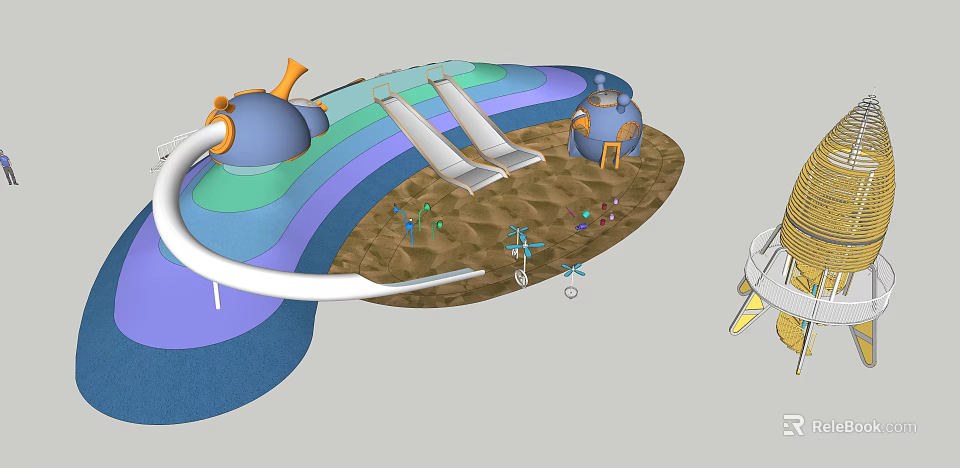 Fun Child Friendly Playground Equipment With Slides Sand Area And Climbing Features 3d model 