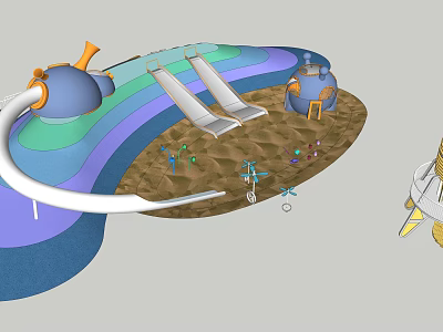 Fun Child Friendly Playground Equipment With Slides Sand Area And Climbing Features 3d model