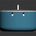 Blue Cooking Pot With Stainless Steel Handles And Smooth Interior Surface