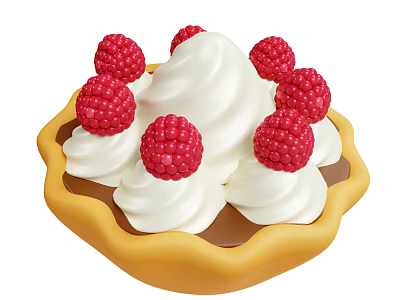 Delicious Chocolate Pie Topped With Whipped Cream And Fresh Raspberries On Golden Crust 3d model
