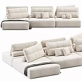 Modern Sectional Sofa Set With Neutral Upholstery Decorative Pillows And Modular Design 3d model