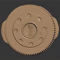 Golden Metal Crankshaft Hardware Tool With Precision Gears And Reflective Surface
