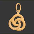 Luxurious Gold Pendant with Interlocking Ring Design and Sparkling Gemstones 3d model