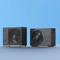 Two Black Air Conditioner Fans With Modern Design Placed Side By Side 3d model