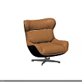 Orange Leather Office Chair With Black Accents And Swivel Base Design