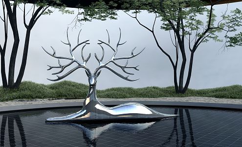 Modern City Sculpture Animal Sculpture Stainless Steel Sculpture Landscape Sculpture 3d model