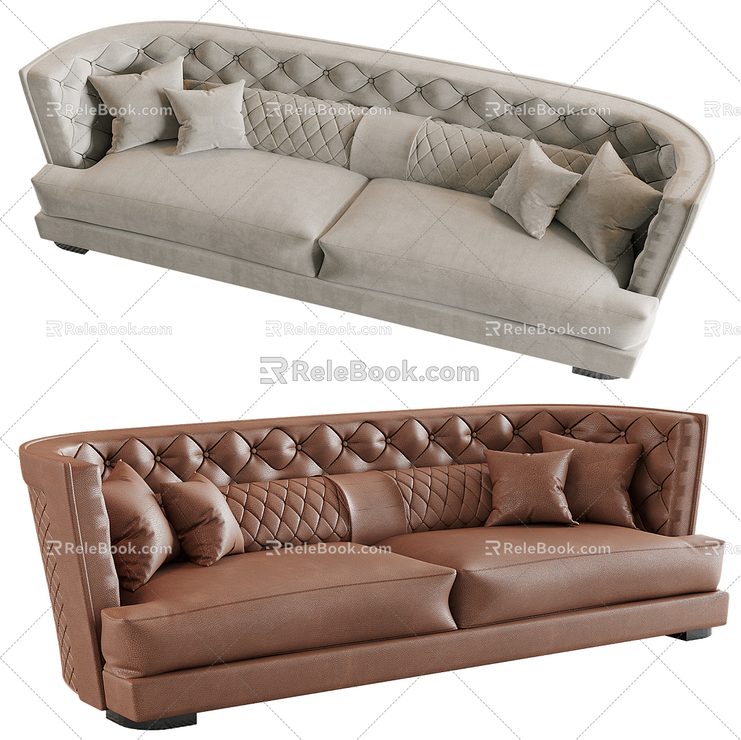 Modern double sofa multiplayer sofa 3d model