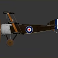 Vintage Biplane Aerospace Model With Brown Wings And Orange Propeller Design