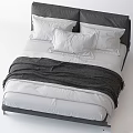 Modern Bed Design With Gray Headboard White Sheets And Dark Blanket 3d model