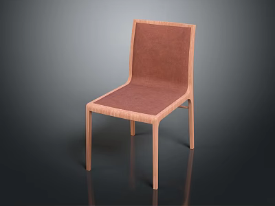 Modern Minimalist Leisure Chair With Wooden Frame And Brown Upholstery 3d model