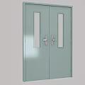 Modern Light Blue Double Doors With Rectangular Glass Panels And Silver Handles 3d model