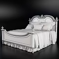Classic European Style Double Bed With Ornate Carved Headboard Cream And Gold Luxurious Pillows