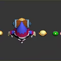 Woman Wizard Character With Magic Staff Potion Bottles And Small Statues