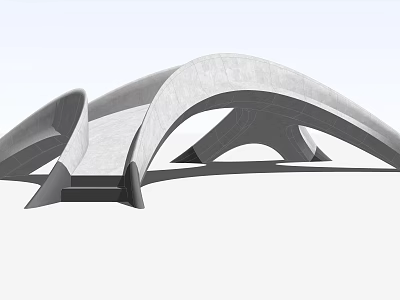 Modern Landscape Bridge With Curved Structure And Sleek Architectural Design 3d model