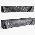 Modern Black Public Bench with Marble Pattern Design for Outdoor Spaces 3d model
