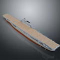 Gray Hull Aircraft Carrier With Long Flight Deck And Naval Superstructure 3d model