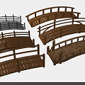 Various Wooden Garden Bridges With Different Railing Styles And Shapes