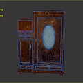 Vintage Wooden Wardrobe With Circular Glass Door And Drawers Design