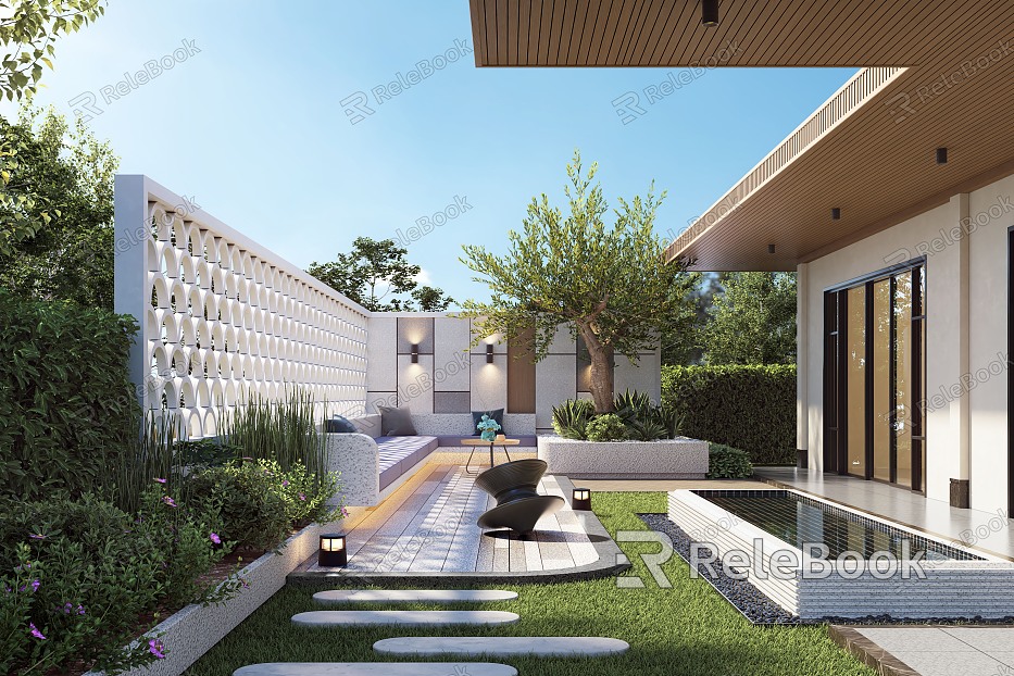 Modern courtyard courtyard landscape model