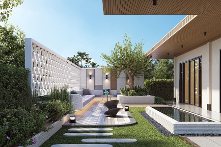 Modern courtyard landscape 3d model