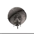 Spherical Industrial Machinery With Textured Surface And Multiple Circular Components