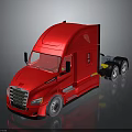 Sleek Red Semi Truck Cab With Black Trailer And Reflective Surface Design Details