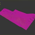 Detailed Red Terrain Model With Mountain Ranges And Road Textures