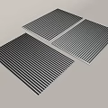 Three Decorative Rectangular Striped Panels In Black White And Gray 3d model