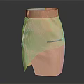 Beige Leather Skirt With Asymmetrical Hem Side Zippers And Waist Belt