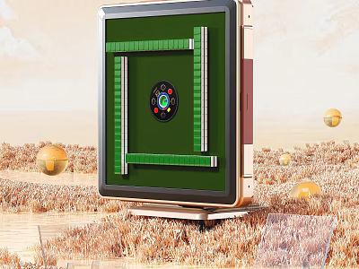Modern Security Safe With Green Body Circular Control Panel And Golden Spheres On Grass 3d model