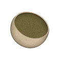 Natural Wooden Bowl Filled With Green Organic Grains On White Background