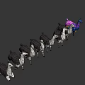 Colorful And Monochrome Llamas In Low Poly 3D Design Line Arrangement