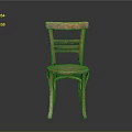 Classic Wooden Chair Furniture With Slatted Backrest Round Seat And Sturdy Frame