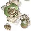 Modern Floral Wall Decor With Golden Accents Green Center And White Petals