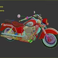 Red Vintage Motorcycle With Classic Design Brown Leather Seat And Chrome Exhaust Pipes