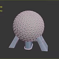 Detailed Iconic Spherical Architectural Structure With Geometric Pattern And Blue Base Support