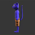 Purple Cat Like Character Wearing Orange Shorts With Brown Belt 3D Model On Black Background