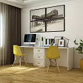 Modern desk chair computer desk 3d model