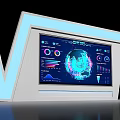Modern VR Display Featuring Data Charts Globe Visualization And Illuminated Letters