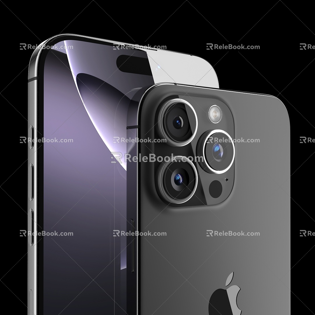 iphone 16 pro mobile phone apple fruit machine black 3d model