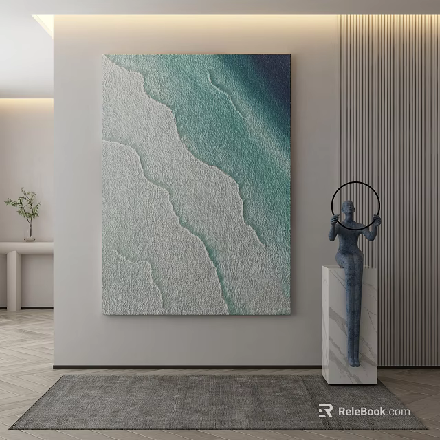 Modern Open Kitchen Interior Design With Island Counter And Cabinets 3d model